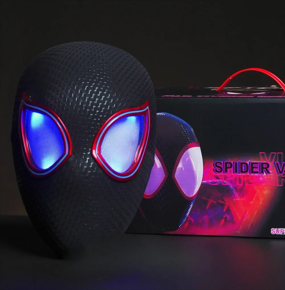 

Marvel Mascara Miles Spiderman Mask Electronic SpiderHero Mask Moving Light Eyes Spider-Man Mask, Remote Control Cosplay Helmet
