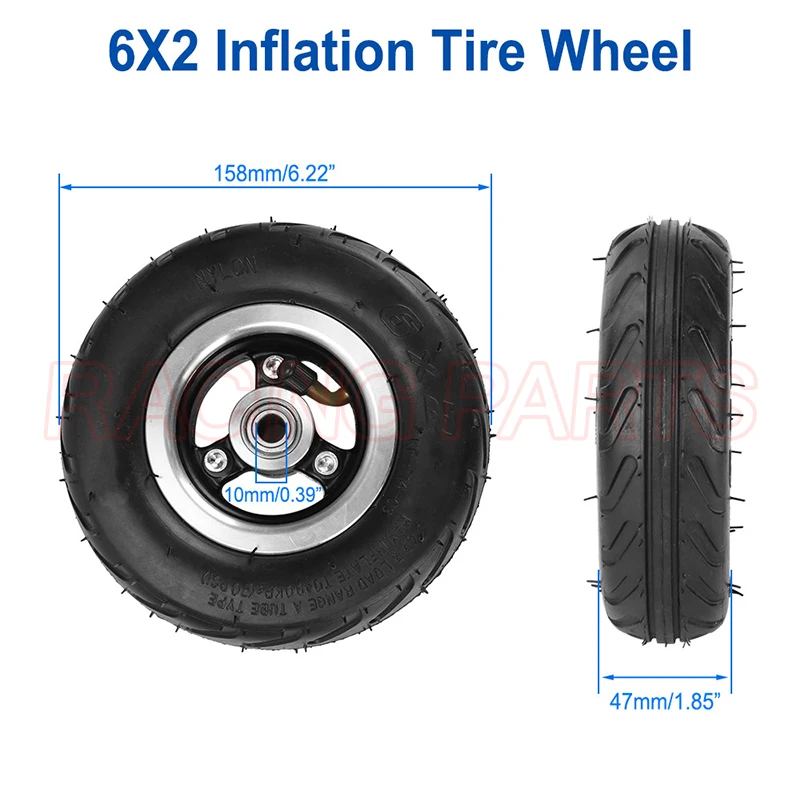 6X2 Wheels set Tire with Inner Tube Fit for Electric Scooter Wheel Chair Truck 6 inch Tyre F0 Pneumatic Trolley Cart