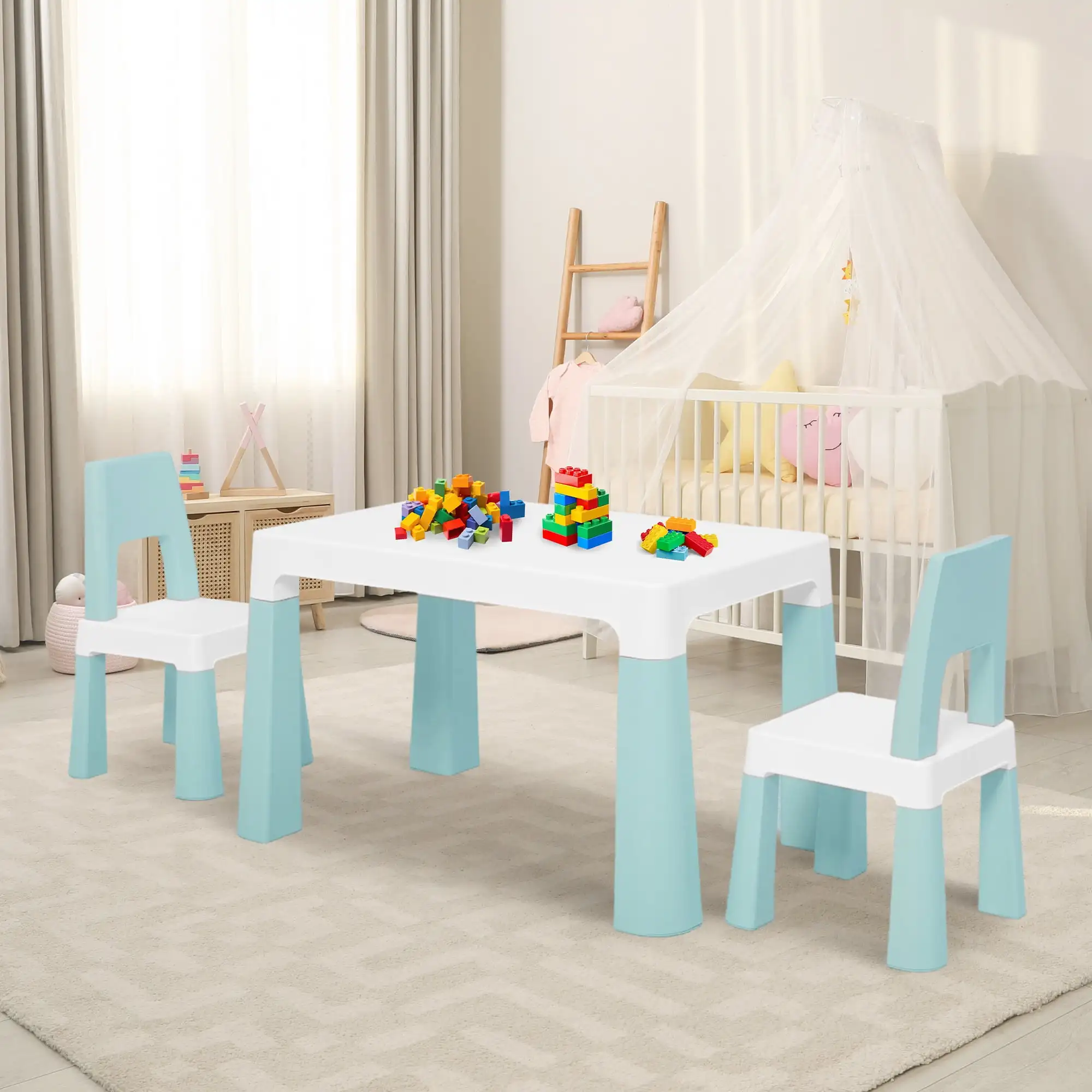 

Table and Chairs Set, Toddler Table and 2 Chairs, Kids Activity Tables for Reading, Drawing, Snack Time, Arts and Crafts,