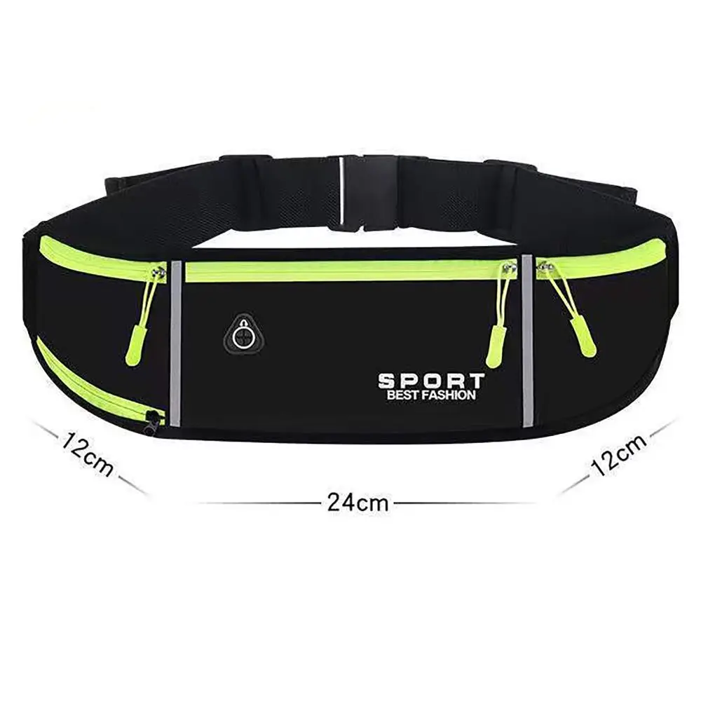 Nylon Running Waist Bag Running Belt Wear-resistant Fanny Pack with Reflective Tape Phone Sport Belt Outdoor Riding Fitness