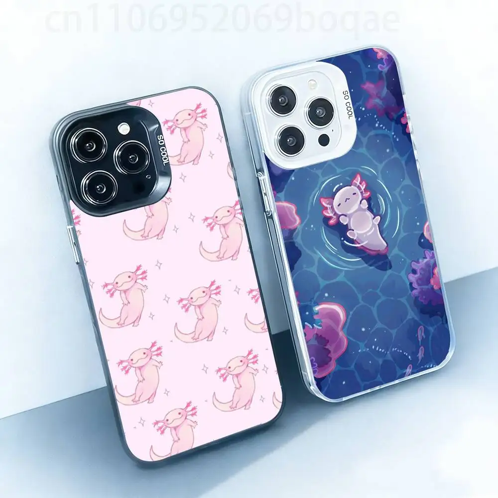 

Cartoon Cute Axolotl White Shockproof Phone Case For iPhone 17,16,15,14,13,12,11,Pro,XS,Max,Plus,Mini,SE