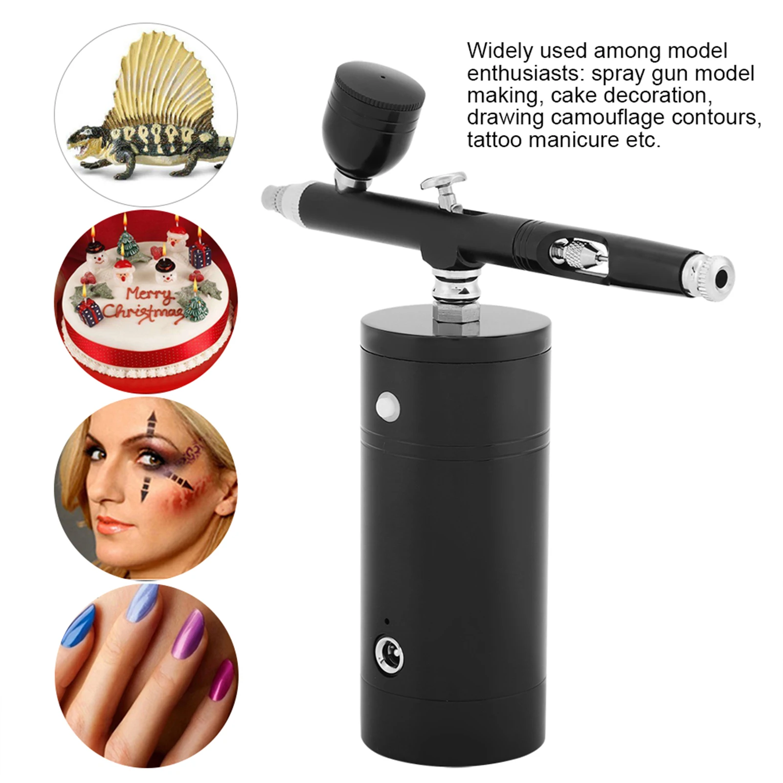 【New】0.3mm Black Mini Air Compressor Spray Gun  Set 7CC Capacity Set USB Powered 8.4V Mini Air Compressor