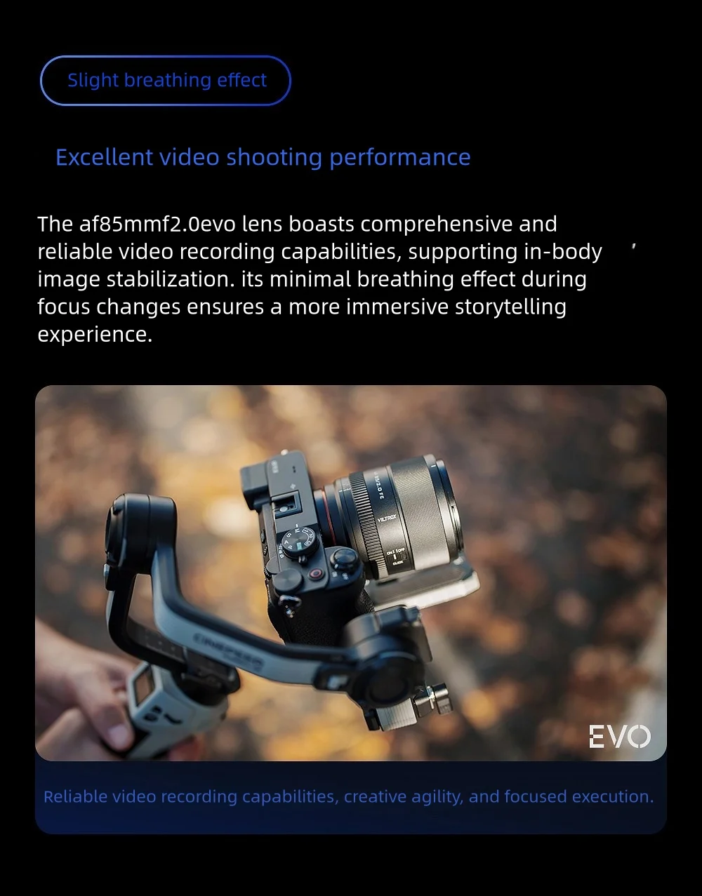 Obiektyw VILTROX AF 85mm F2.0 EVO Full Frame z automatycznym ustawianiem ostrości i dużą przysłoną do mocowania Sony E Nikon Z A7IV A7C ZV-E1 FX3 A9III — zdjęcie produktu 5