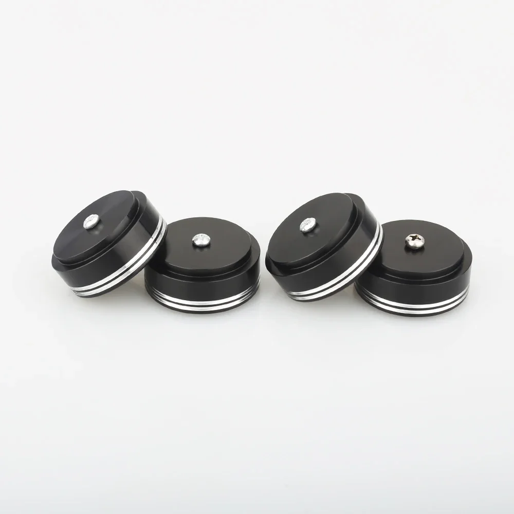 4pcs 39 x 17mm Aluminum Audio Amplifier Speaker Feet Spikes Black / Silver Ring Machine Mats Pads