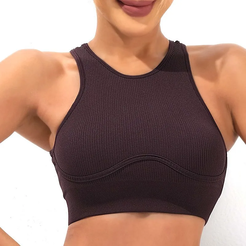 

Women Sports Bra Shockproof Gathered Push Up Yoga Bra Fitness Underwear Crop Top Gym Workout Bralette Fixed Cups Vest Yoga Top