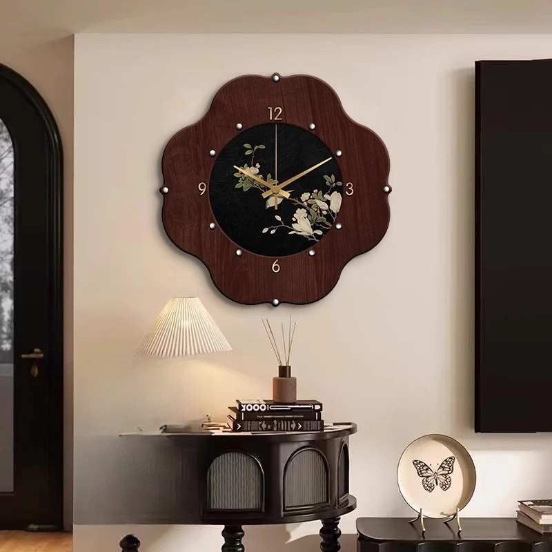 Minimalist Wooden Wall Clocks Aesthetic Chinese Style Xenomorph Wall Clocks Design Bedrooms Orologio Da Parete Home Decoration