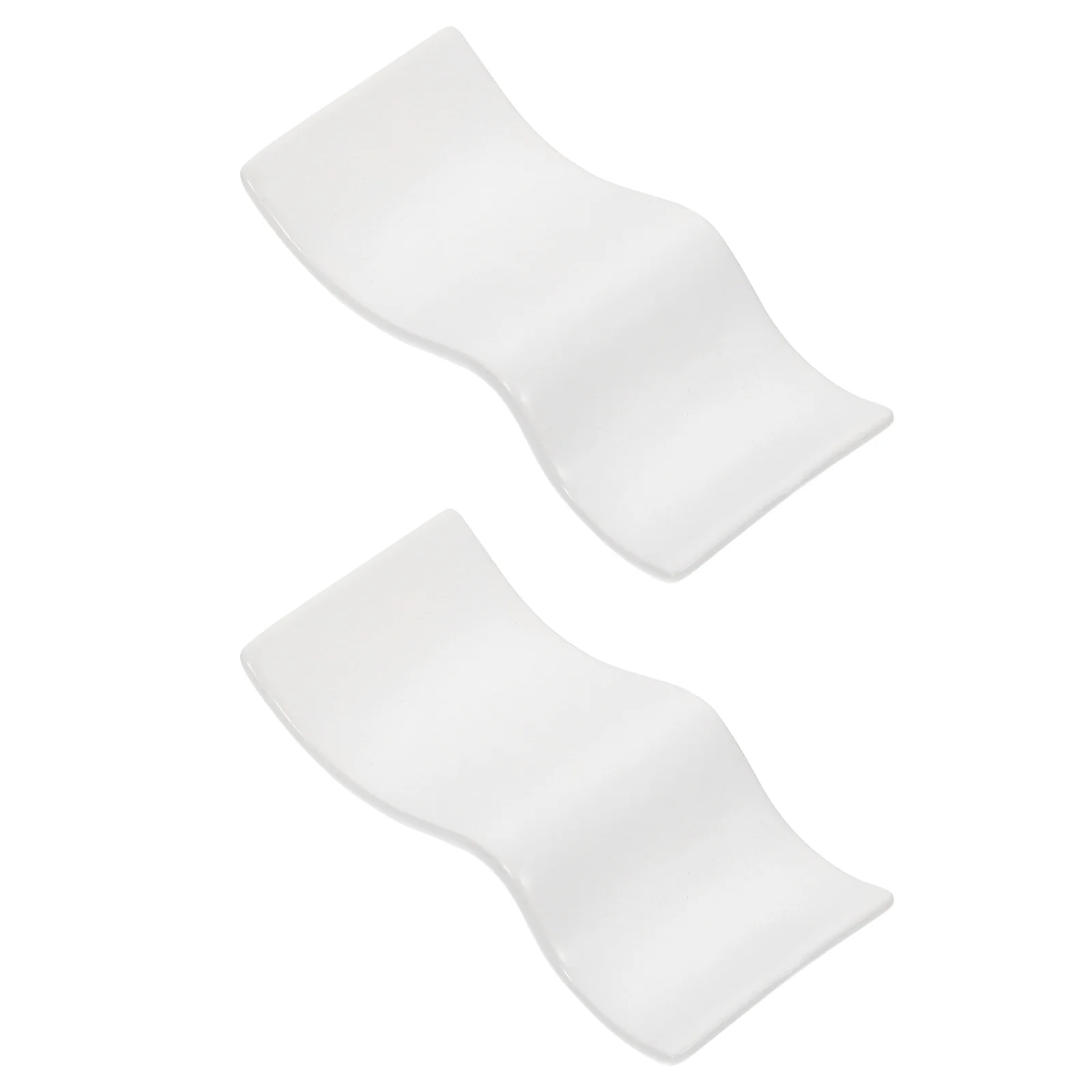 

2 Pcs Wave Chopstick Stand Serving Holders Chopsticks Rest Rack Ceramic Porcelain Spoon Dining Table