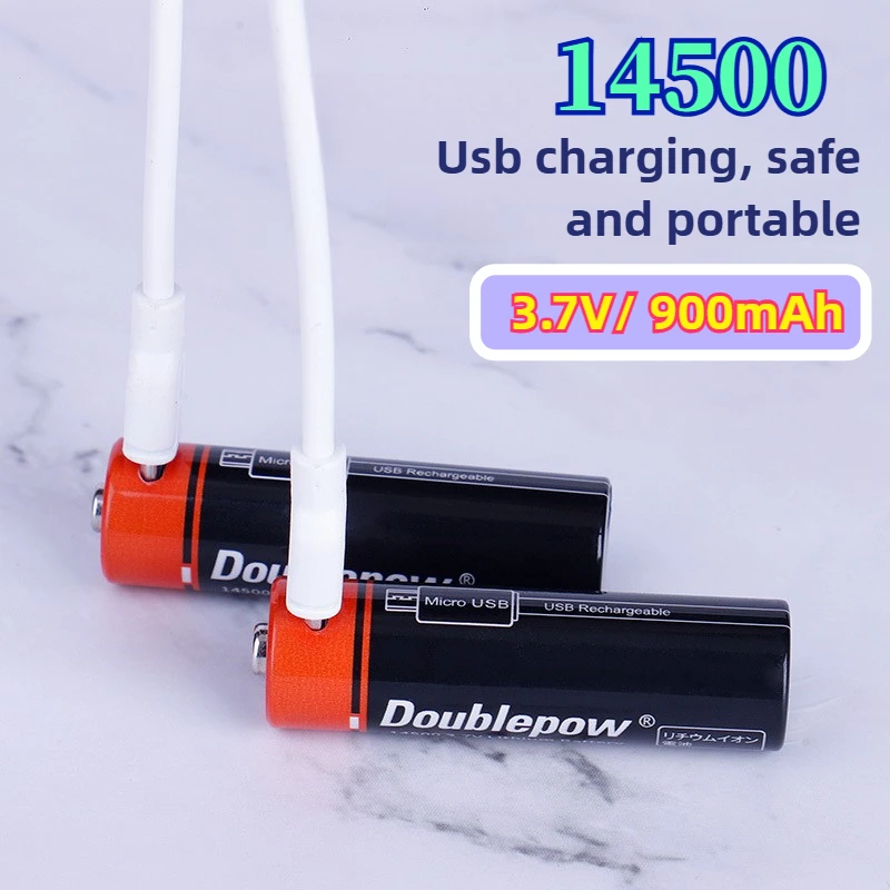 

14500 Li-Ion Battery AA 3.7V Rechargable Battery with USB Port Charging Cable 900mAh for Toy Alarm Clock Fan