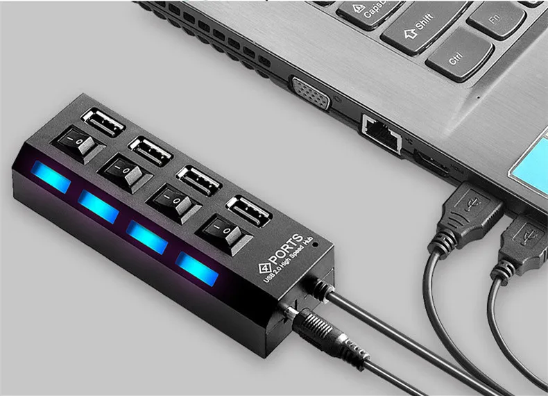 HUB USB de alta velocidade 4/7 portas USB HUB 2.0 adaptador expansor multi USB divisor extensor múltiplo com interruptor de lâmpada LED para PCLaptoP