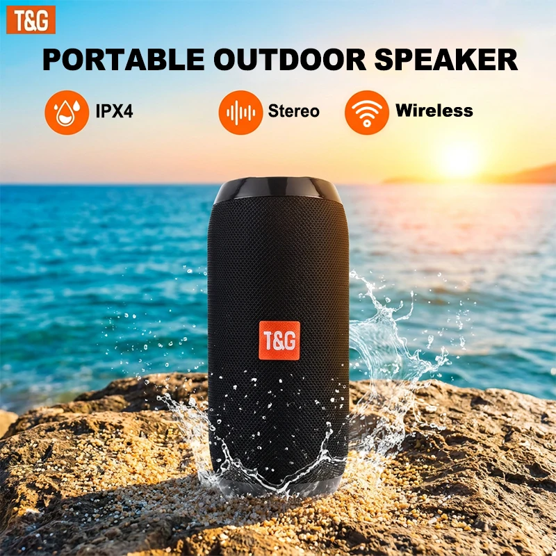 TG117 Bluetooth Portable Wireless Speaker, IPX4 Waterproof, TWS Stereo Sound, Support TF Card & USB Playback, Connect Phone Tablet TV, Outdoor Wireless Audio Speaker, Ideal Birthday, Thanksgiving, Christmas Party Gift view 2