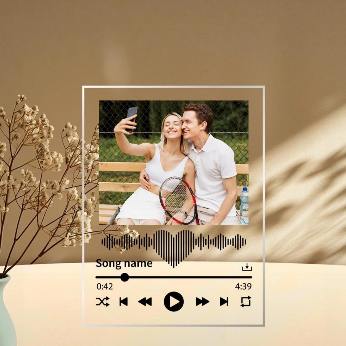 Custom 2D Acrylic Ornament—personalized with your photos and text; a cherished photo keepsake and a unique decorative piece. view 3