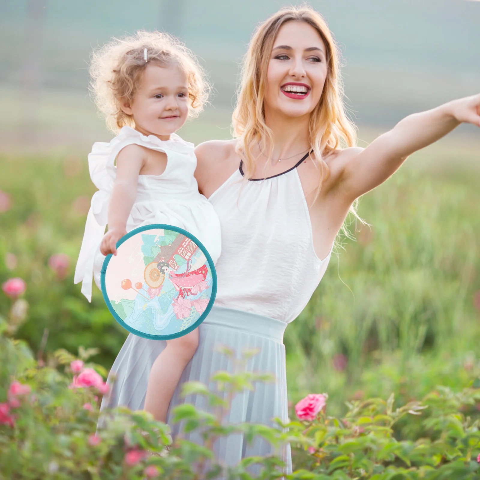 

3Pcs Round Foldable Fans Portable Handheld Fan Small Lightweight Cooling Fan for Dance Performance Travel Folding Hand Fans