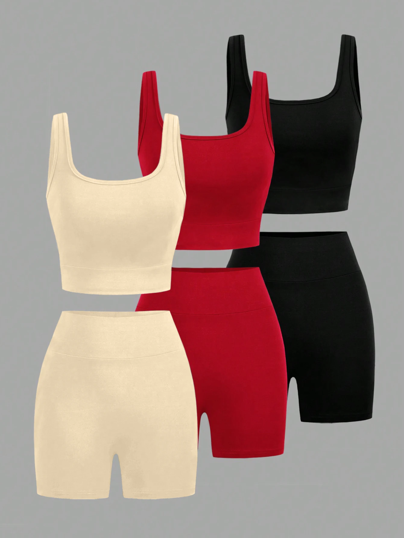 

Summer Autumn New Women's Casual Solid Color Shorts Suit Three-piece Set