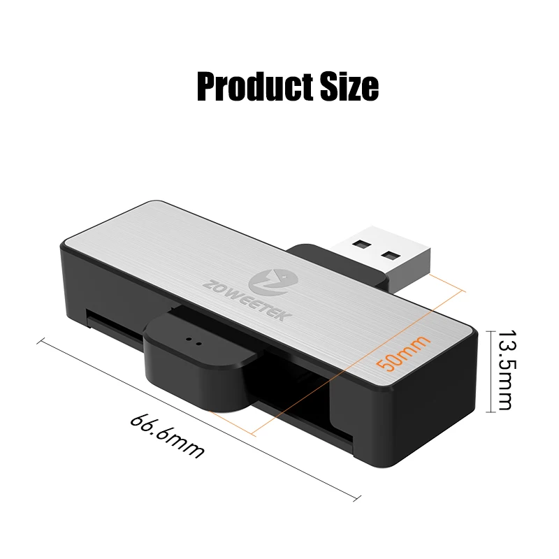 Lettore di smart card Zoweetek USB-A ID Lettore DNI elettronico per smart card DNI con chip DNIE ZW-12026-4