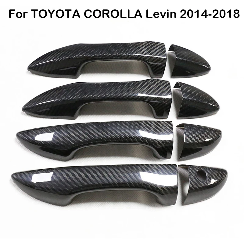 

For Toyota Corolla Levin 2014-2018 Real Carbon Fiber Car Door Handle Overlays Protection Cover Catch Cap Stickers Accessories