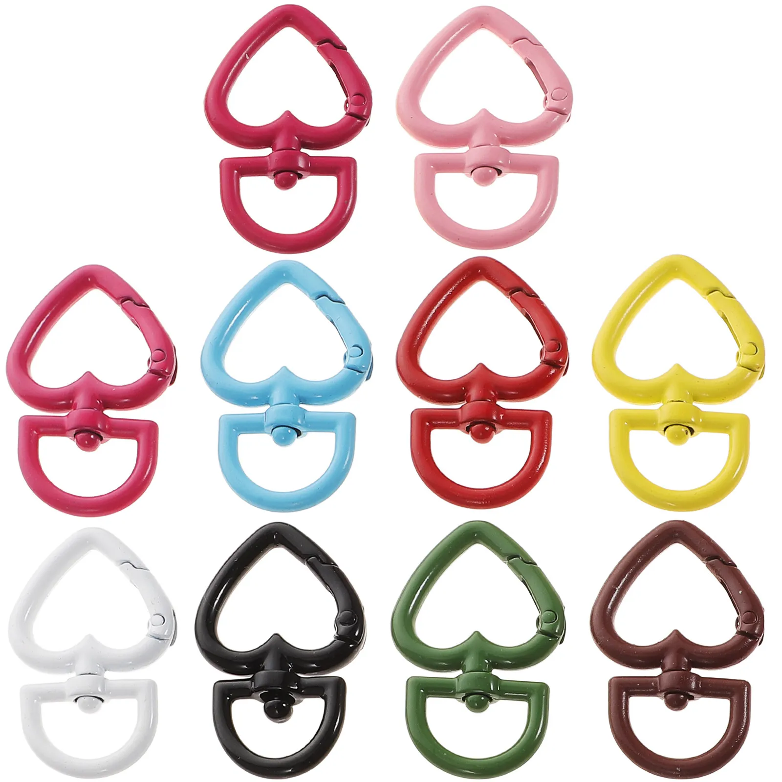 

10Pcs Heart Shaped Keychain Clasps Spring Snap Clips for DIY Jewelry Making Craft Accessories Lobster Hook Findings Mixed Color