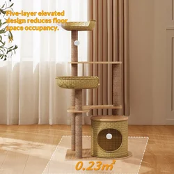 Árbol ratán compacto para gatos con juguete y cápsula espacial