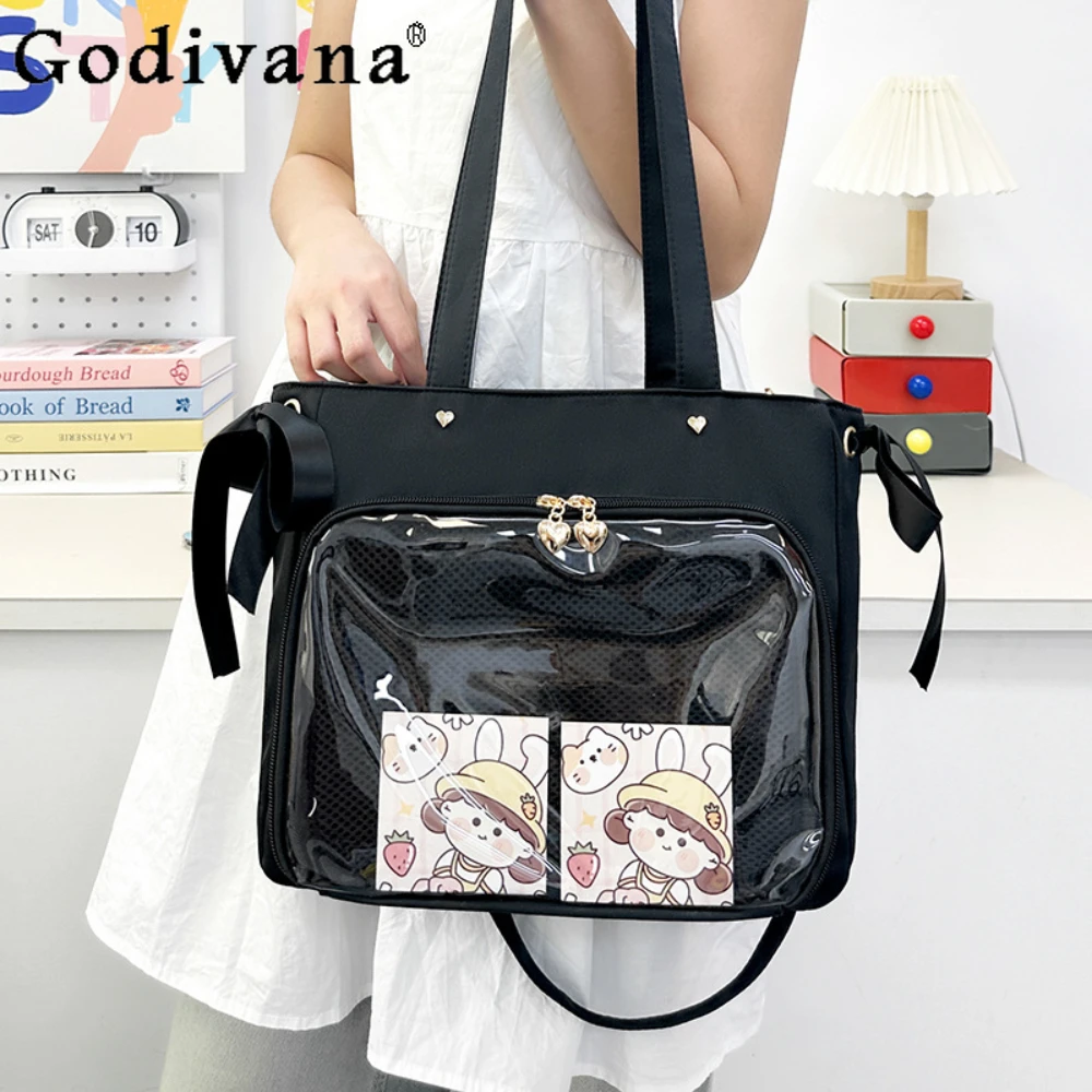 

Large Capacity Transparent Itabag Women Handbags Japanese Shoulder Bag Bolso Sweet Ribbon Crossbody Bag