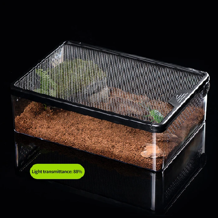 

Custom Sturdy Reptile Terrarium & Breeding Box PC Material Black Color Transparent Escape-proof Breathable Eco-Friendly Modern D
