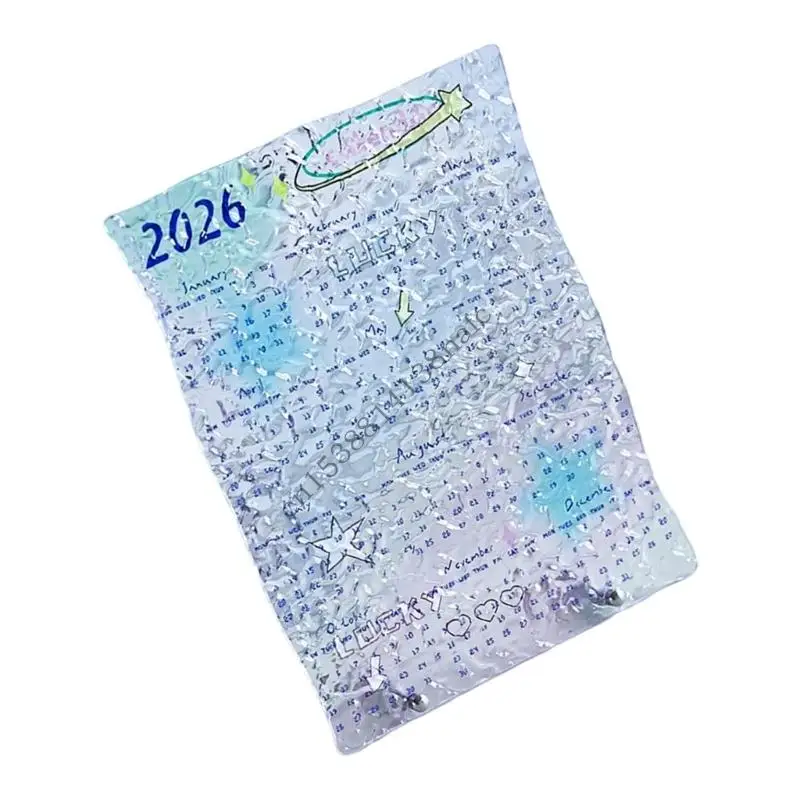 594F 2026 سنة كاملة لعرض تقويم سطح المكتب تقويم أكريليك مقاوم للكسر للمدرسة والمكتب والمنزل وعرض رف الطاولة