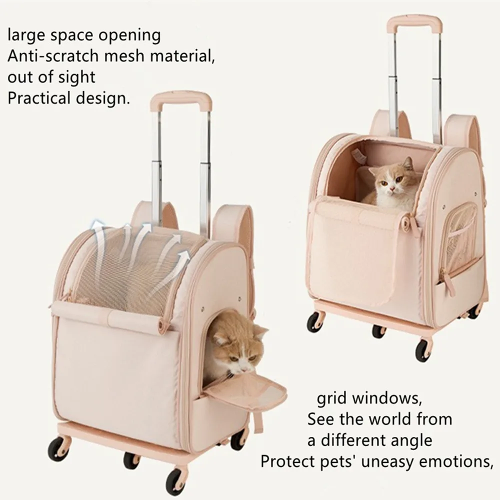 Carrito plegable para mascotas, bolsa de viaje para gato y perro, mochila, bolso de mano, Maleta de transporte transpirable, equipaje para mascotas, cochecito