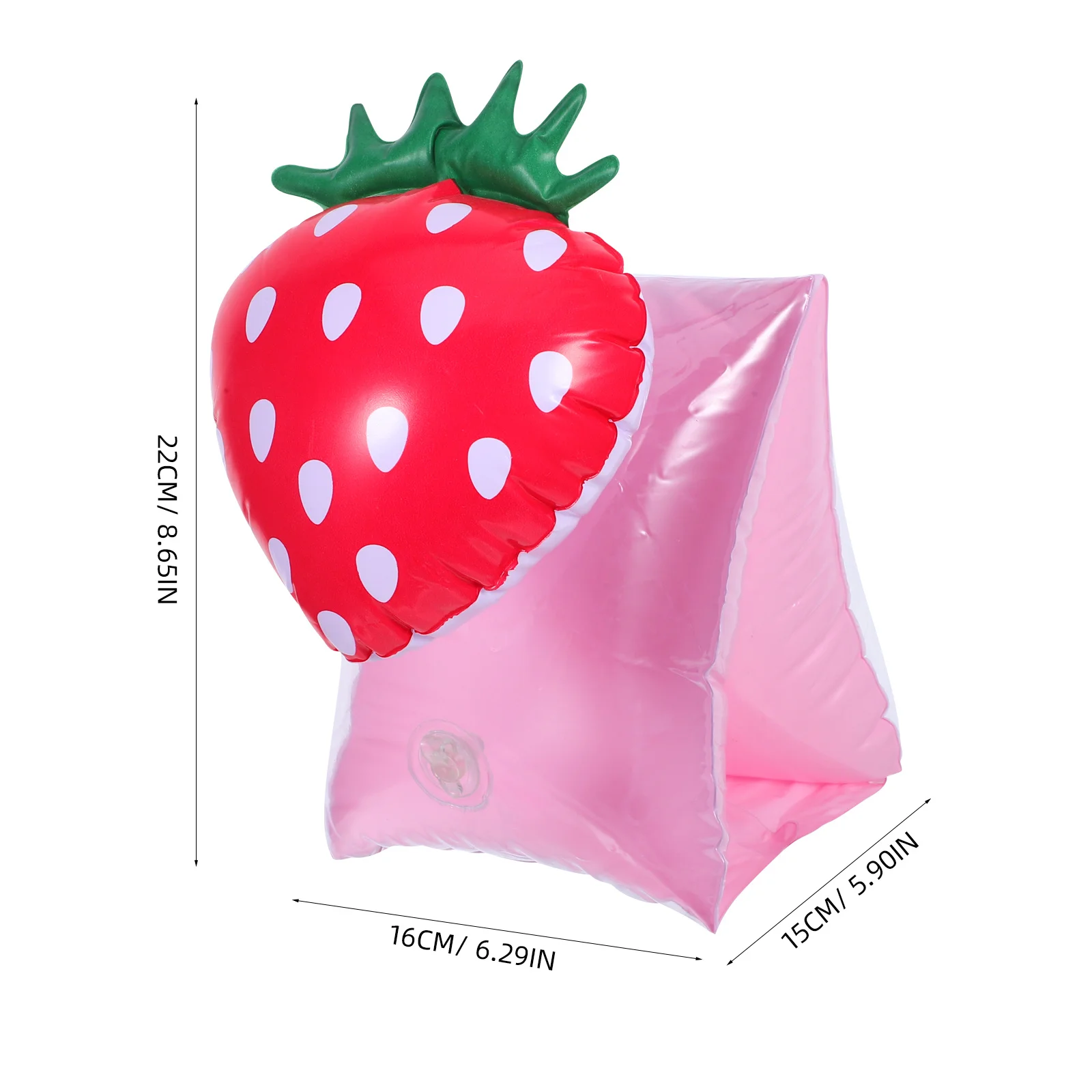 1Pair Inflatable Arm Bands for Kids Swimming Floaties with Strawberry Pattern PVC Waterproof Childrens Swim Training Support