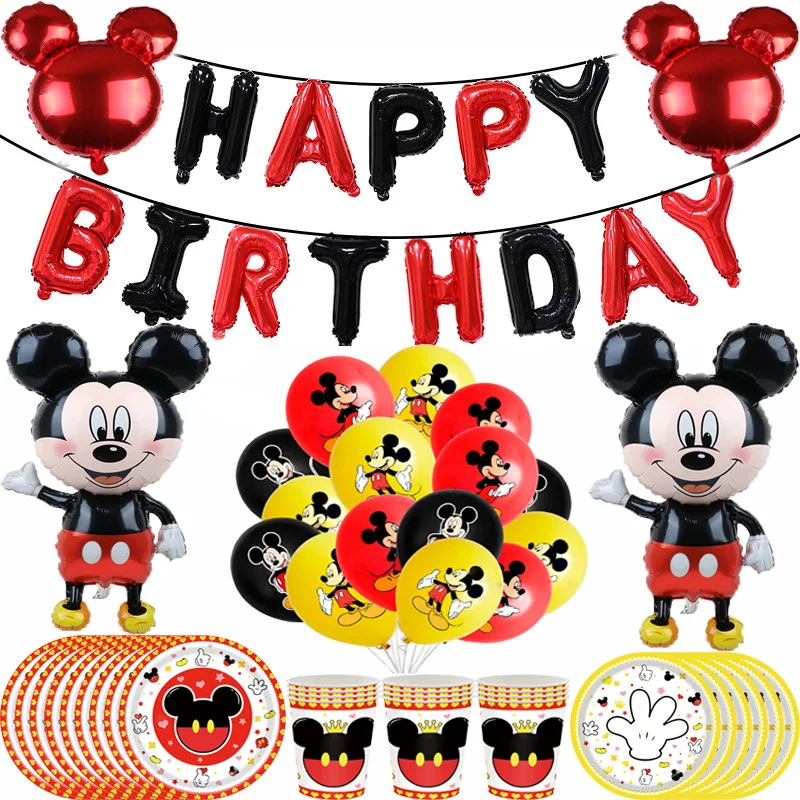 

Disney Mickey Birthday Party Decoration Theme Event Decorations Supplies For Kid Banner Tablecloth Tableware Set Paper Cup Plate