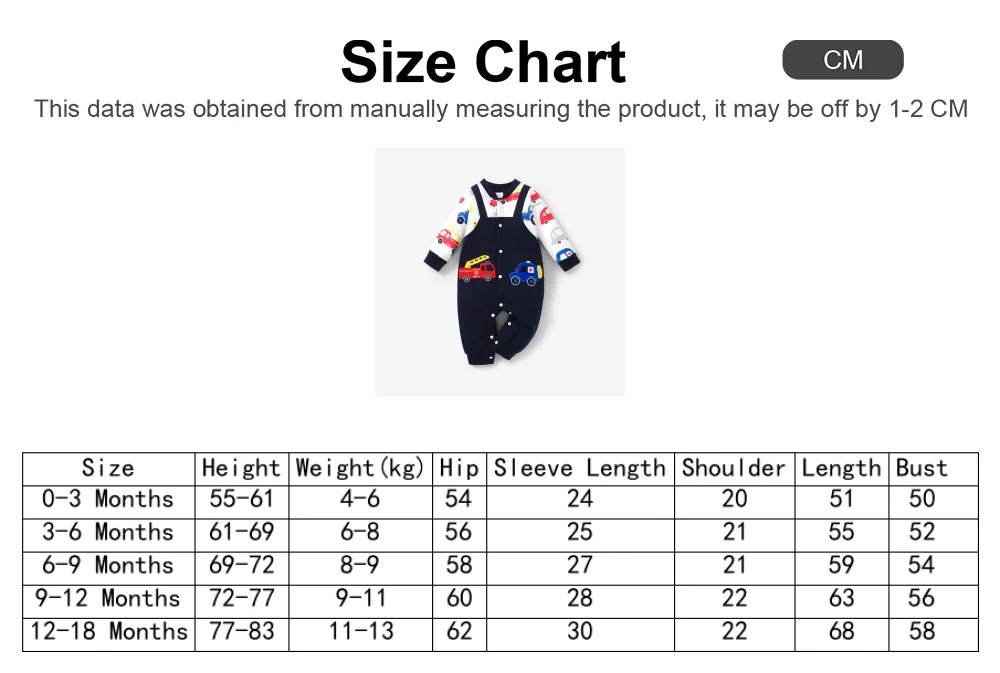 PatPat Baby Boy Childlike Vehicle Pattern Long Sleeve Jumpsuit Soft and Comfortable  Perfect for Outings and Daily Wear