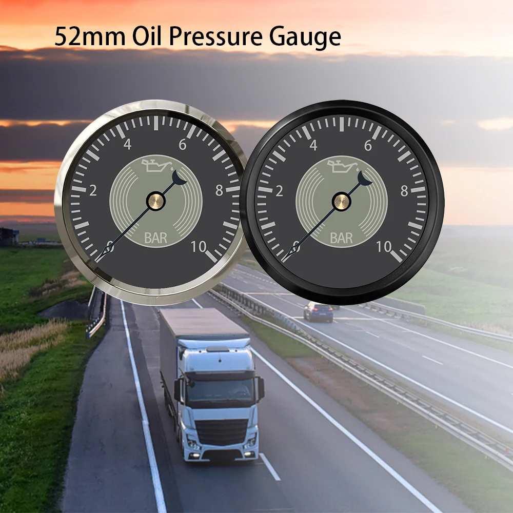 RHAXEL 2 ''قياس ضغط الزيت العالمي 0-10Bar 12V 24V لجرار السفن RV مع إضاءة خلفية حمراء وأصفر