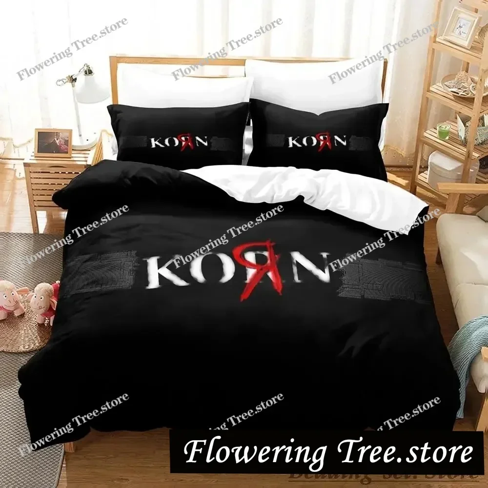 

2025 Korn rock Bedding Set Single Twin Full Queen King Size Bed Set Adult Kid Bedroom Duvetcover Sets Anime parure de lit Bed