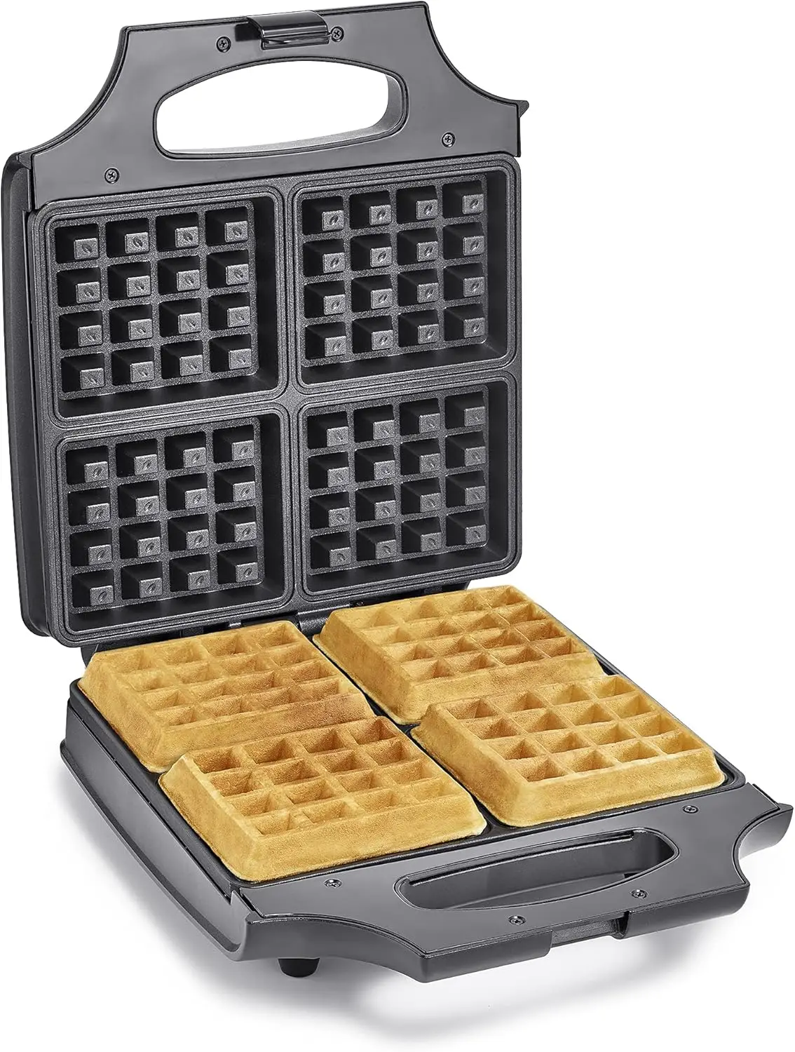 

Waffle Iron - 4 Square Belgian Waffle Maker, Non-stick Extra Large Plates for Easy Cleanup - Compact Design, Stainless Steel