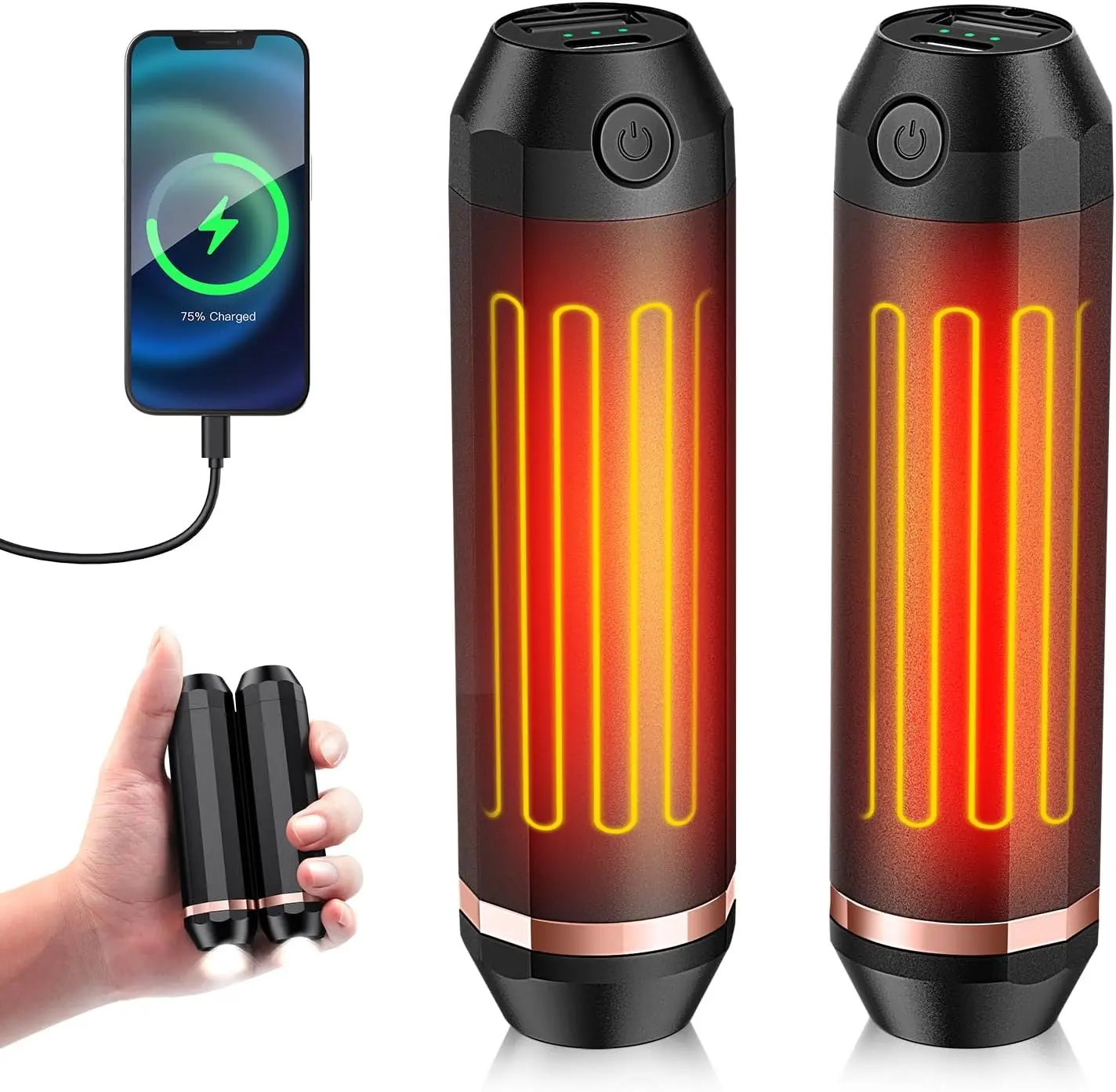 

3-in-1 AI Hand Warmers Rechargeable 10000mAh, Dual Power Bank & Flashlight, 24Hrs 360° Heating Portable Pocket Heater, Outdoors Hunting Camping Accessories, Gift for Men Women