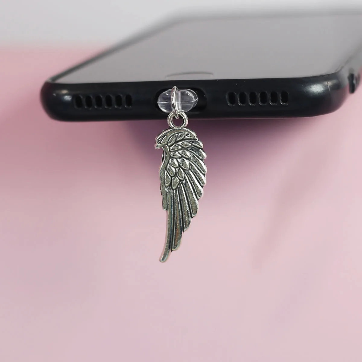 Mobile phone dust plug hanging ornament eagle wing design alloy pendant for iPhone for Samsung Type-C port dust plug accessories