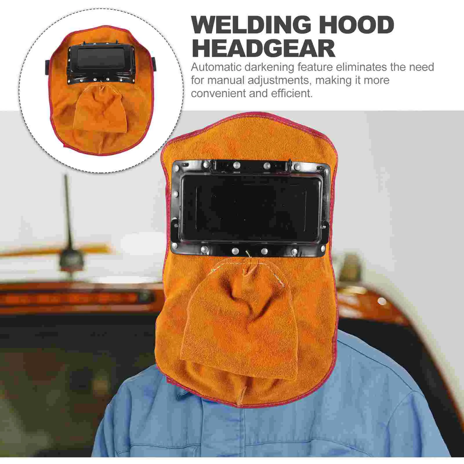 1PC Adjustable Suede Welding Mask Lens Wider View AntiGlare HighTemp Resistant Lightweight Fully Automatic