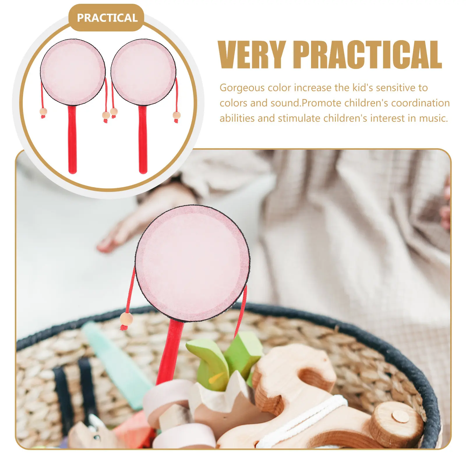 

Набор из 2-х волновых барабанов-погремушек для развития координации и когнитивных способностей у детей, музыкальные игрушки для раннего обучения