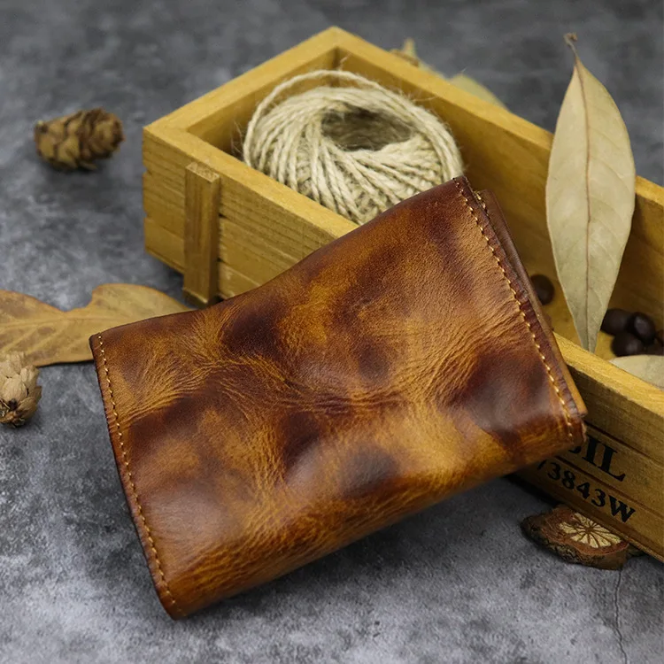 Pochette à monnaie rétro faite à la main pour hommes et femmes, mini portefeuille à la mode, pochette à monnaie en poudre, pochette à monnaie, étui à cartes