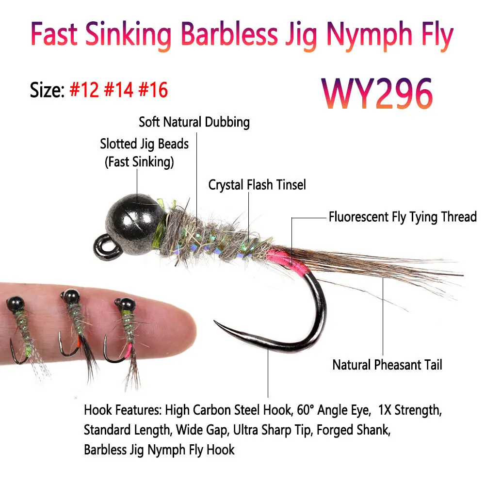 Bimoo Jig Ninfa fluorescentes sin púas – Hundimiento rápido para trucha - imagen 4