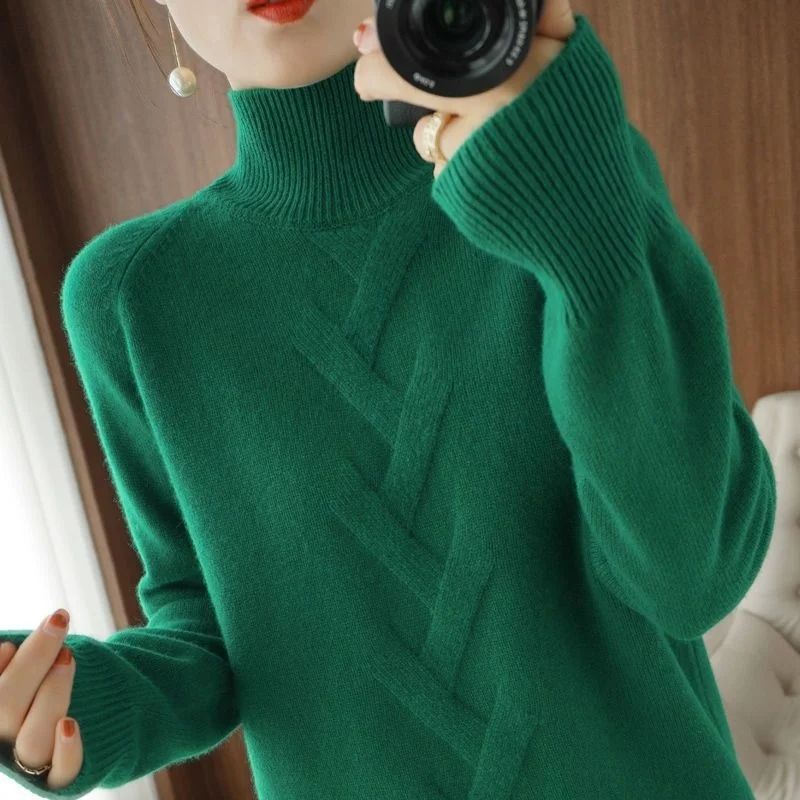 

Autumn and Winter Cashmere Sweater Women's Turtleneck Pullover Casual Knitted Top Regular Fit Undercoat Fashionable T321