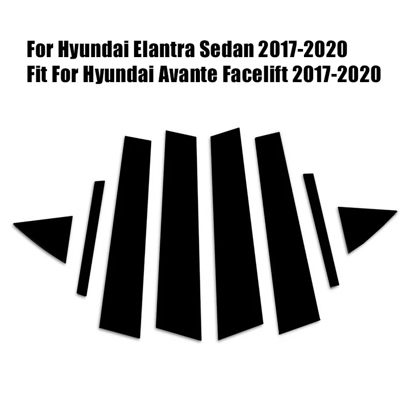 8 قطعة لشركة هيونداي إلنترا سيدان 2017-2020 عمود السيارة المشاركات لوحة زخرفية ملصقات نافذة الباب الزخارف غطاء الملحقات الخارجية #6
