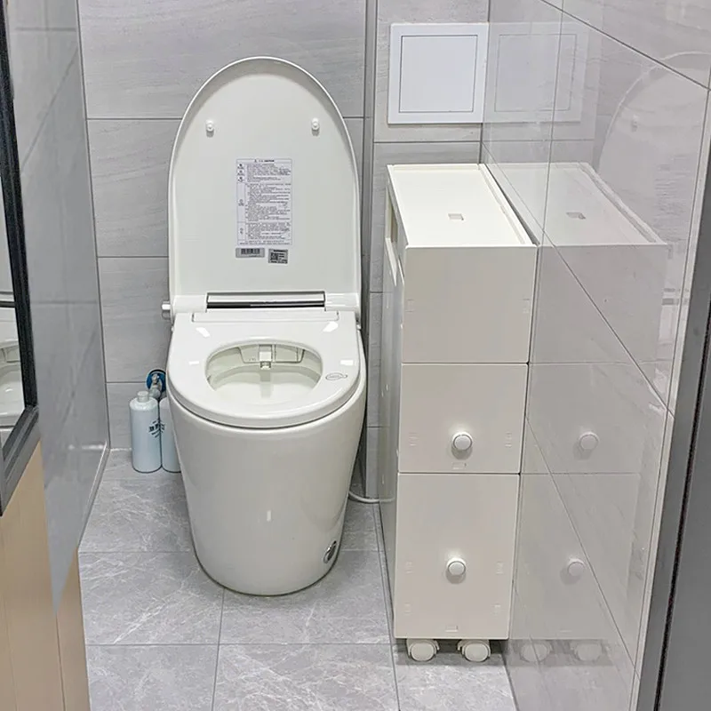 Waterproof Toilet Side Narrow Cabinet Mobile Bathroom Gap Organizer Floor Standing Storage Unit