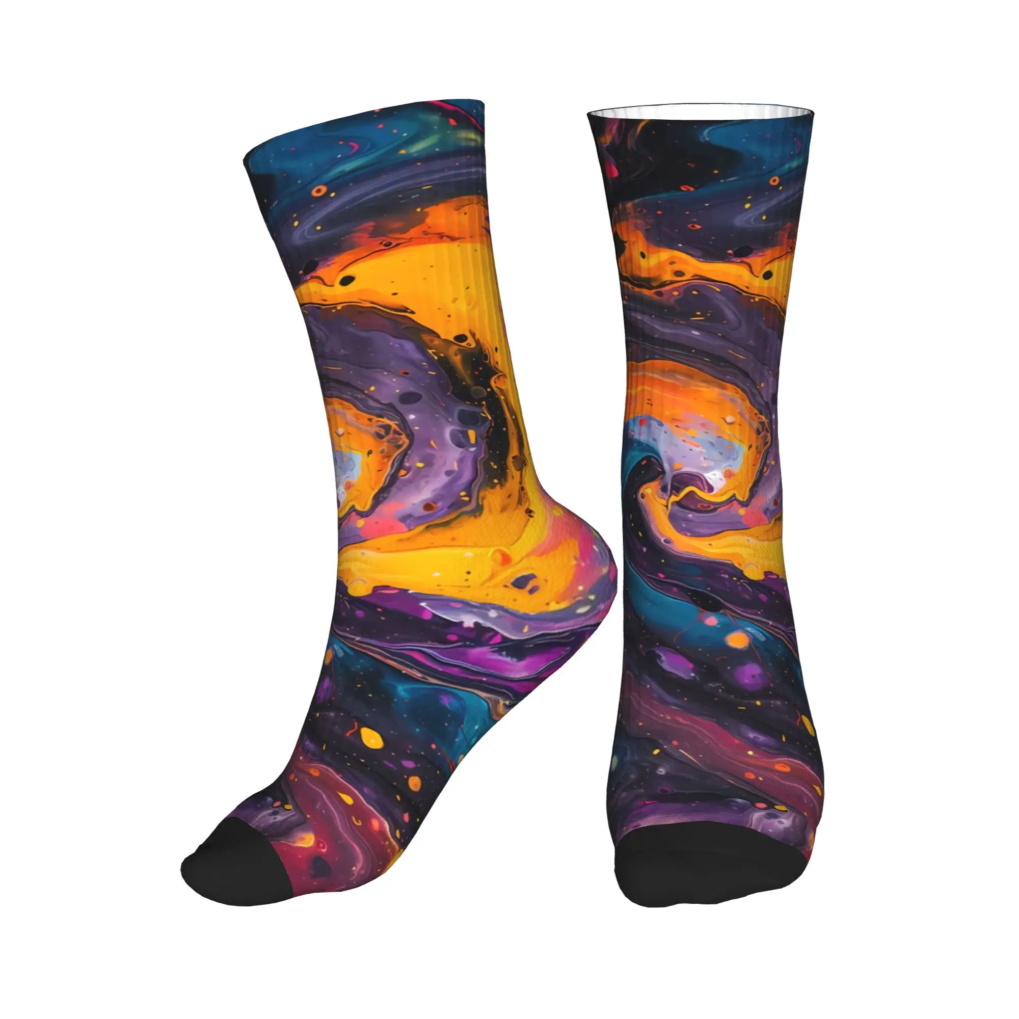 

Kawaii Print Colorful Liquid Abstract Socks for Women Men Stretchy Summer Autumn Winter Crew Socks