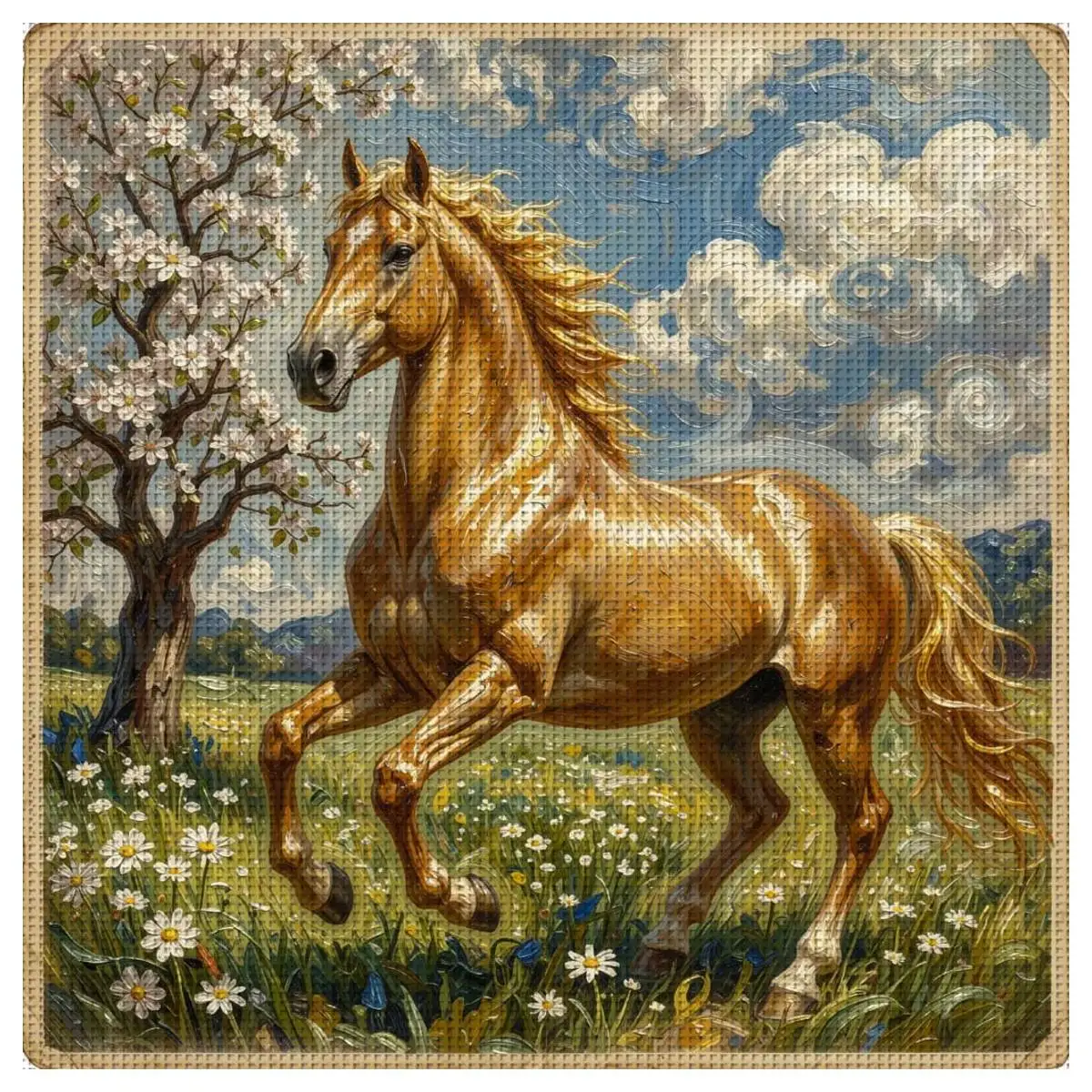 1pc 40X40CM/15.74inch steed Stamped Cross Stitch Kit DIY Kit 11/14CT DIY Embroidered Set DIY Cross-Stitch Set Joy Sunday