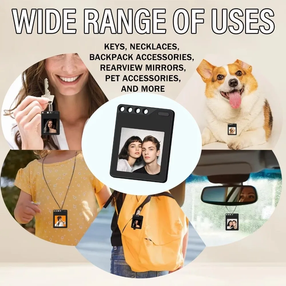 Gifts Anti-lost E-ink Photo Keychain Mini DIY Luggage/pet Locator Portable Pendant Photo Screen Keychain