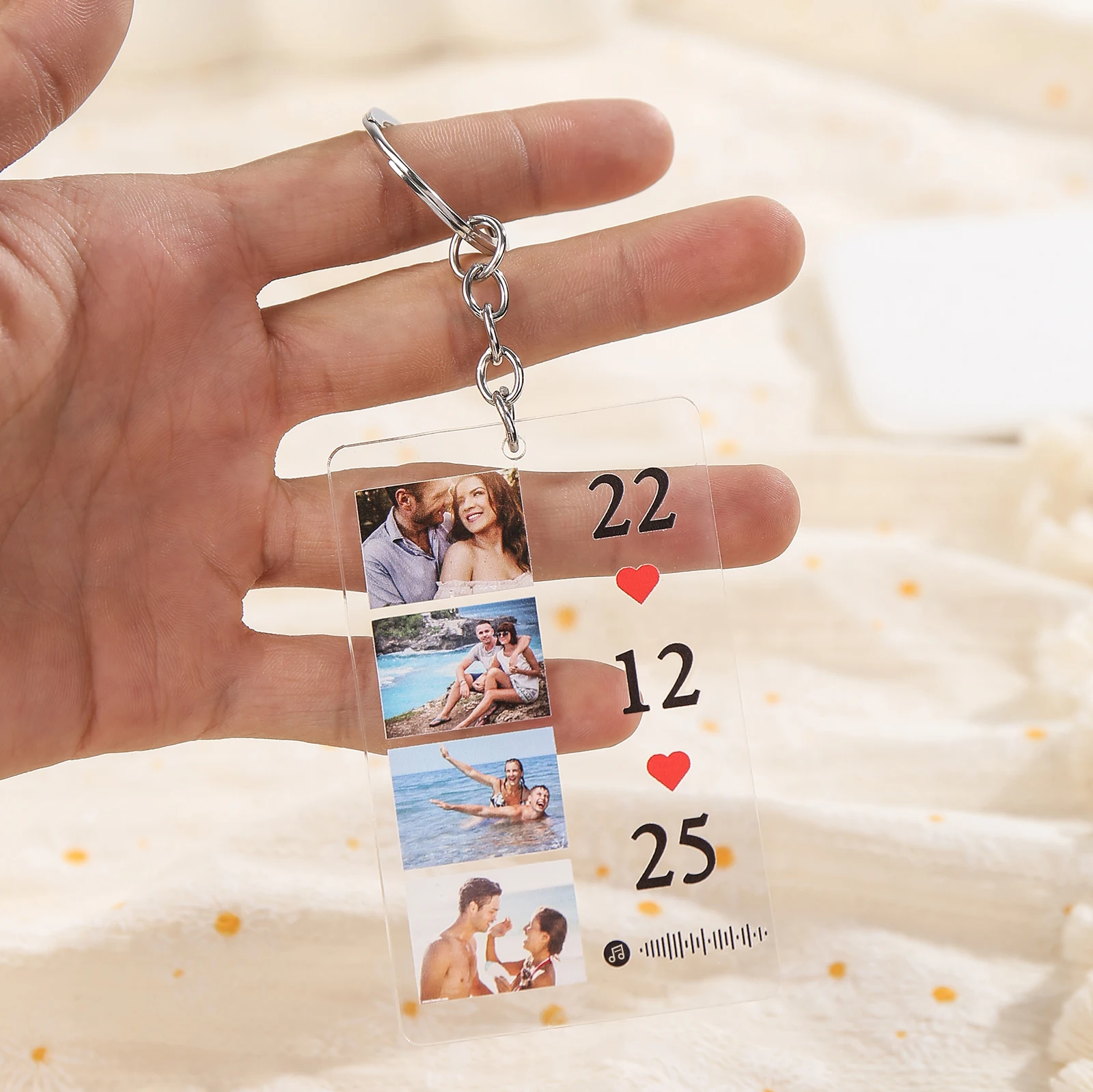 Personalized Photo Spotify Keychain Clear Acrylic Scan Code Music Song Singer for Women Men Photo Birthday Anniversary Gifts