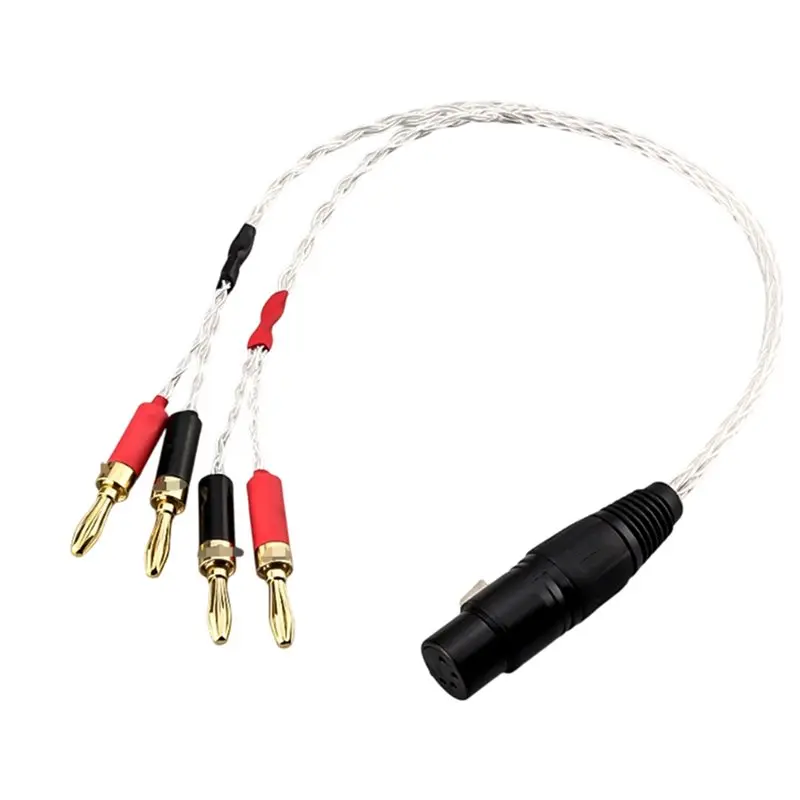 

【SURPISE】XLR Female 4Pin To 4Mm 4X Banana Plug Silver Plated OCC Audio Cable For Speaker Amplifier High Quality