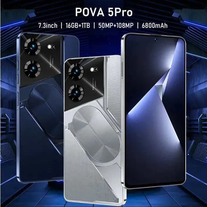 Pova 5 Pro Smartphone 7.3HD Screen 12GB+512GB 6800Mah Android 13 Dual Sim Face Unlocked 50MP+108MP Camera