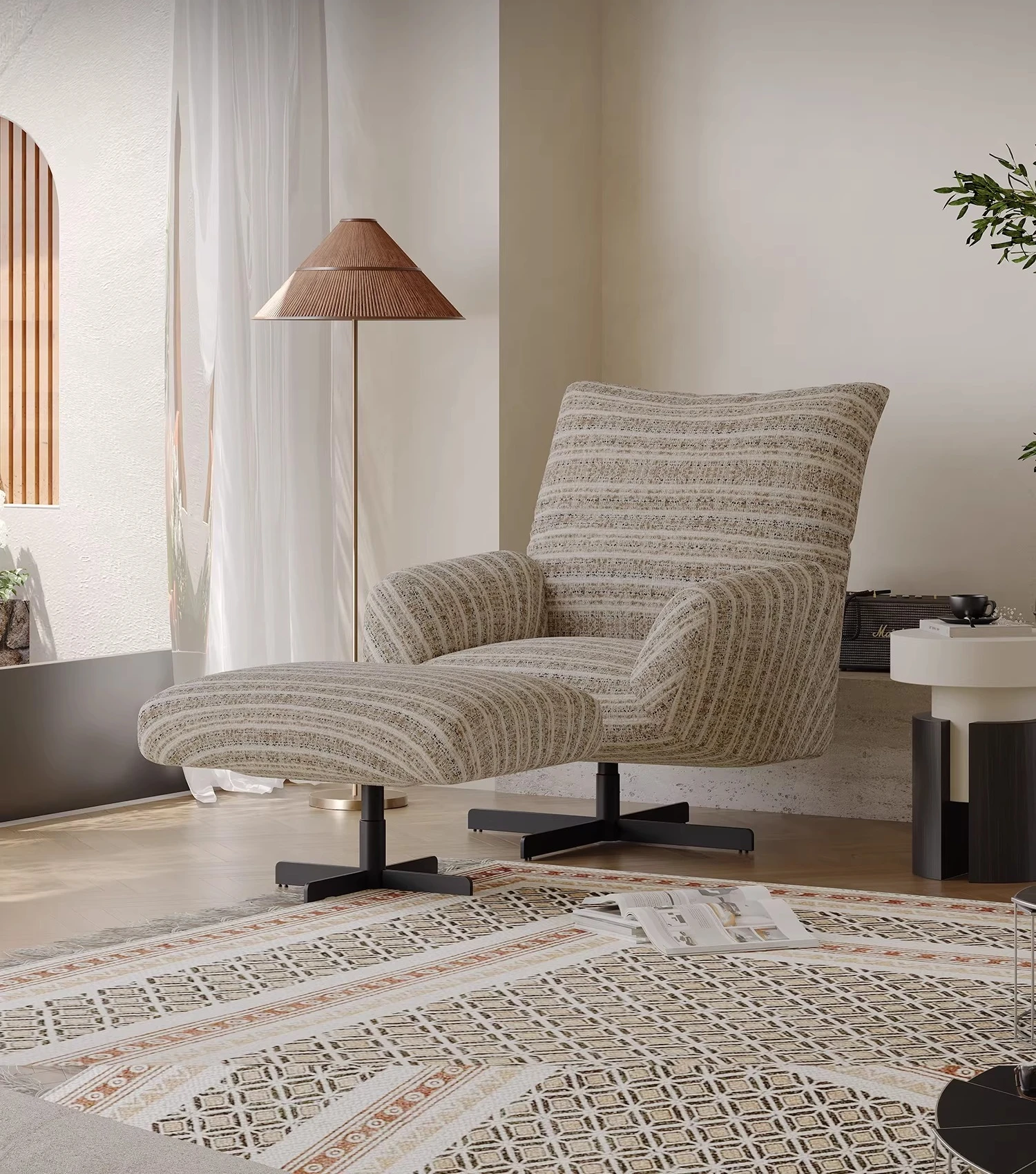 

Italian minimalist floor orchid chair rotating single sofa chair designer living room high-end light