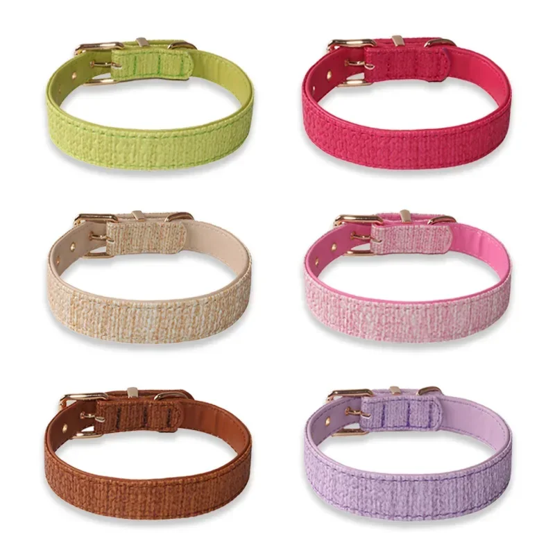 

Pet Supplies Double-sided Leather Multicolor PU Dog Collar Braided Metal Buckle Dog Collar Dog Accessories