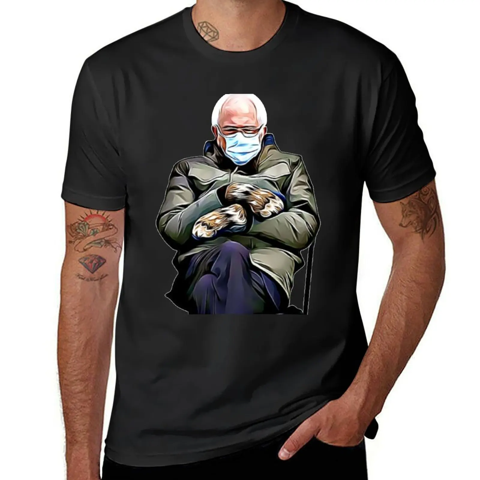 Bernie Sanders Mittens T-Shirt kawaii clothes blanks mens graphic t-shirts hip hop