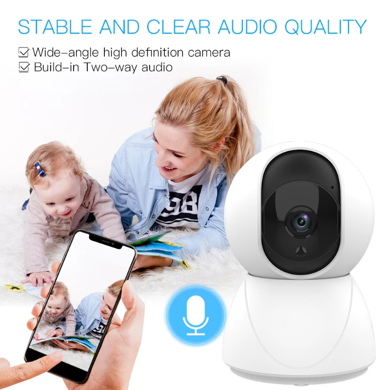 Telecamera inclinabile intelligente Tuya |   Telecamera per animali domestici, baby monitor, rilevamento del movimento, audio bidirezionale, visione notturna, allarme app, archiviazione SD e cloud